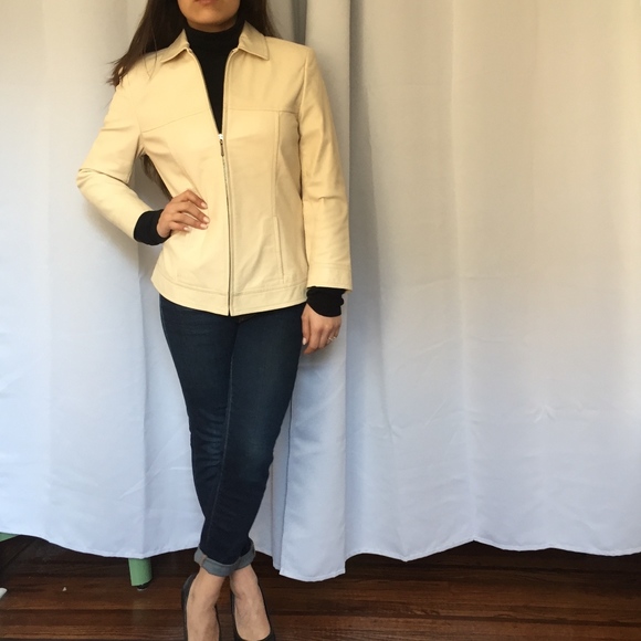 Dana Buchman Jackets & Blazers - Dana Buchman Cream Leather Jacket